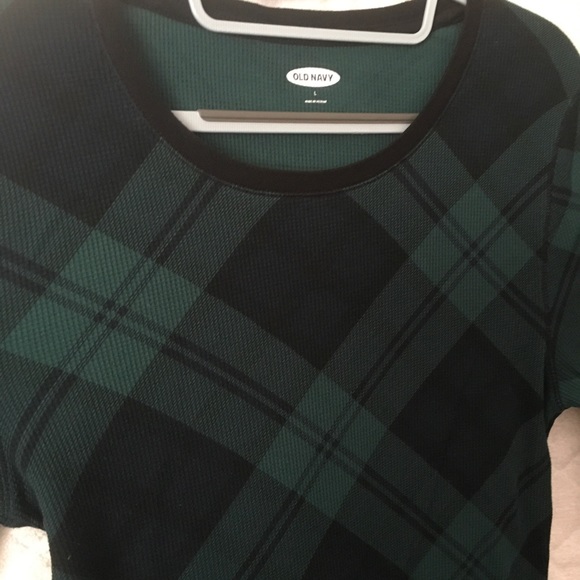 Green Plaid Long Sleeve Thermal Tee - Picture 4 of 5